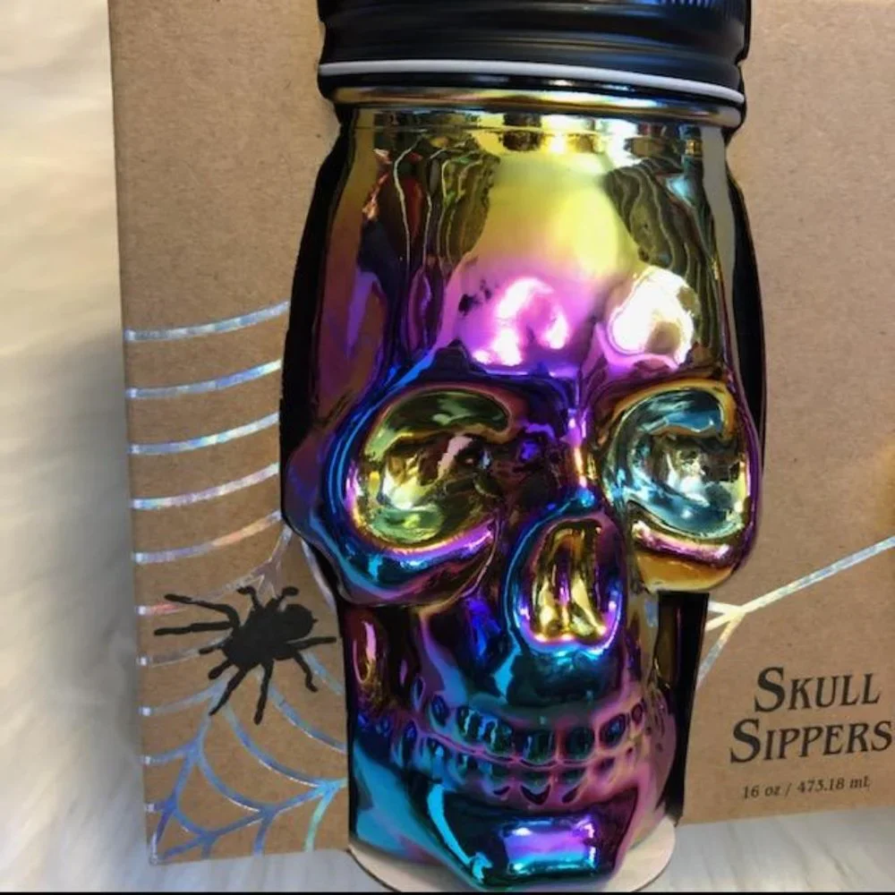 Chilling Treats Set of 2 Rainbow Skull Sippers